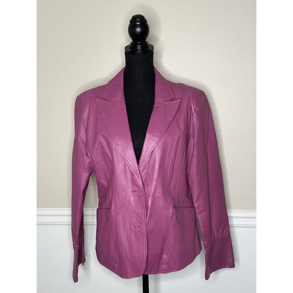 Dialogue Pink Leather Blazer Jacket